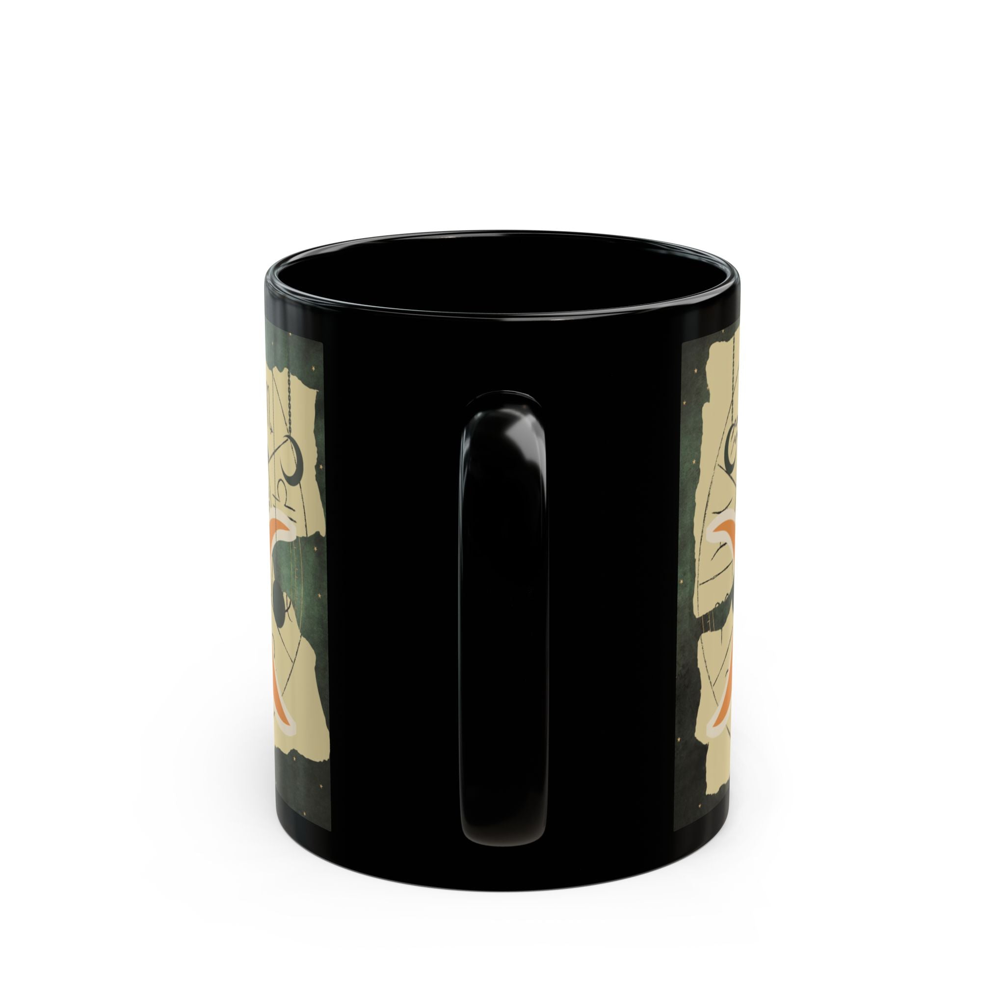 Astrology Moon Phase Mug — Zodiac Symbols & Crescent Moon Black Coffee Cup - Creations by Chris and Carlos