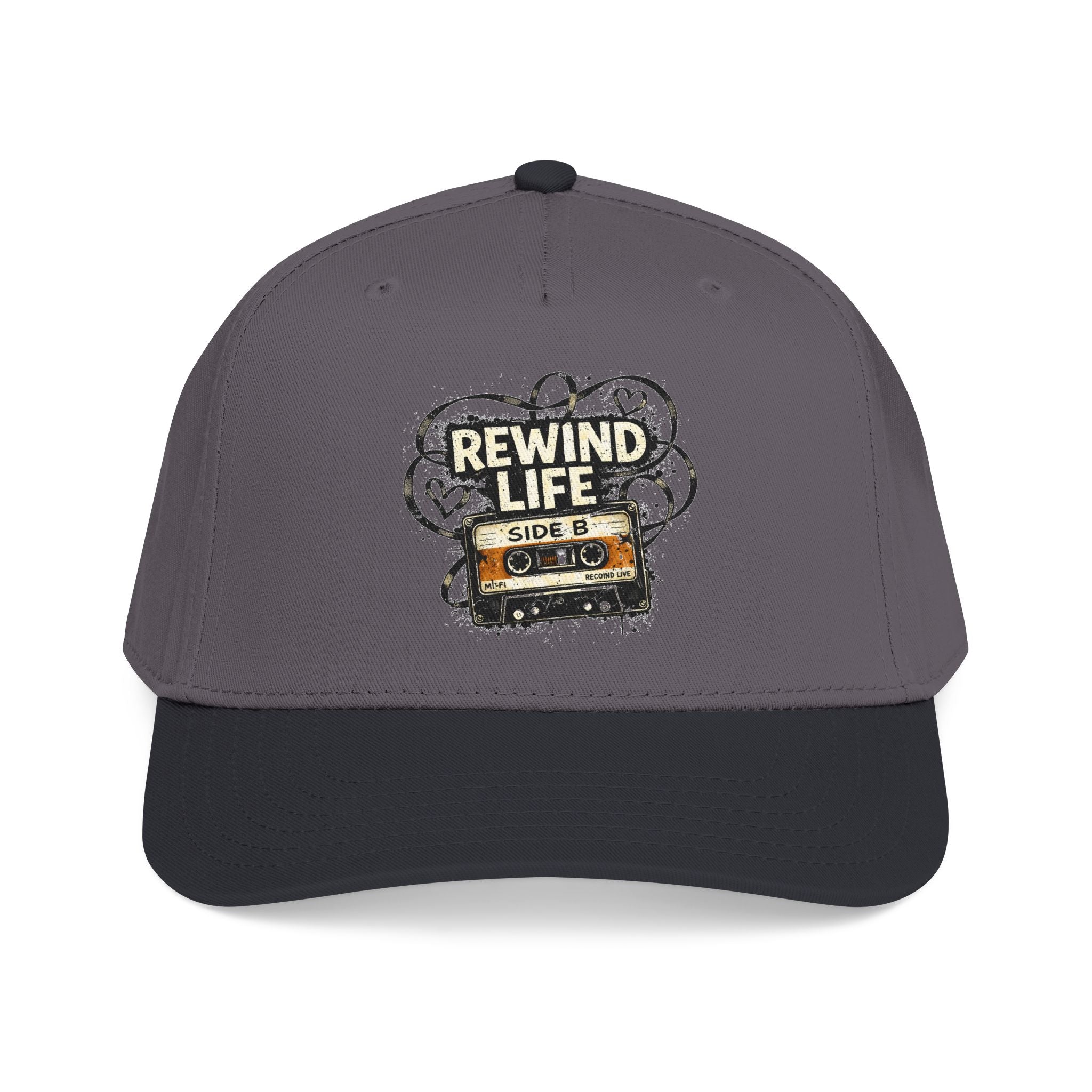 Rewind Life Cassette Cap — Retro Music Mid-Profile Baseball Hat - Creations by Chris and Carlos