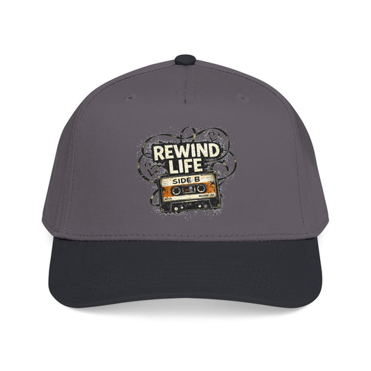 Rewind Life Cassette Cap — Retro Music Mid-Profile Baseball Hat - Creations by Chris and Carlos