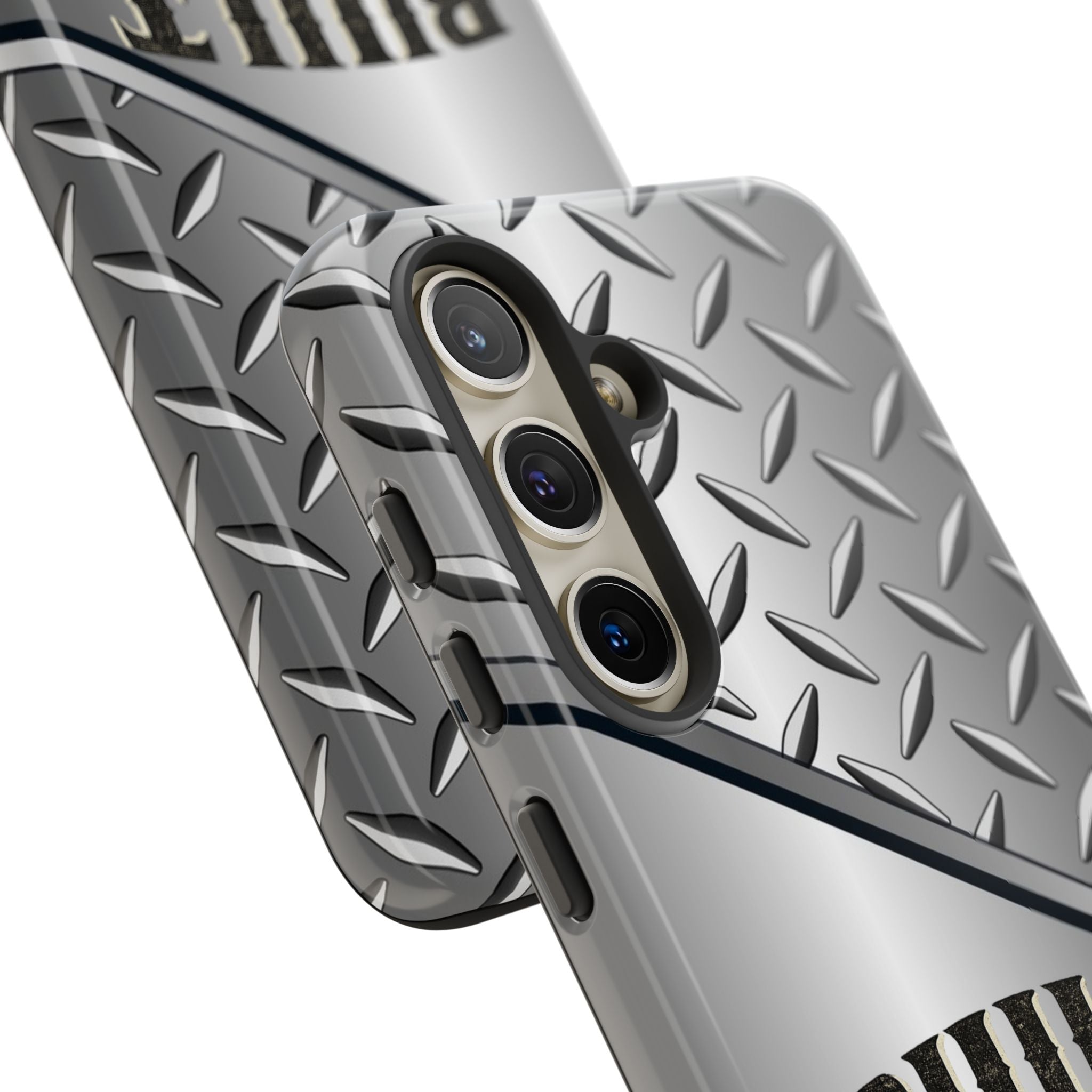 Built Not Bought Metal Diamond-Plate Phone Case — Rugged Tool Lover Gift - Creations by Chris and Carlos