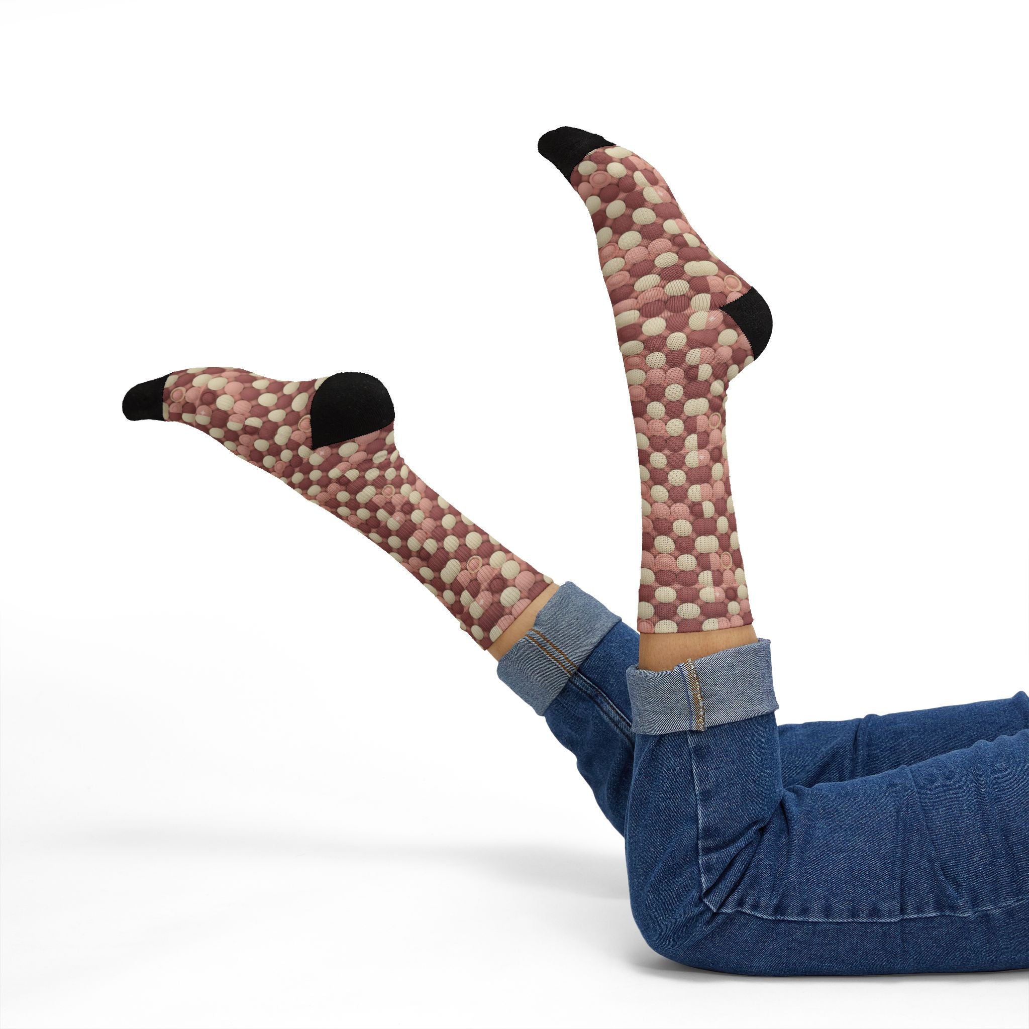 Prism Point Athletic Collection- Woven Rose Crew Socks Patterned Sublimation Socks - Creations by Chris and Carlos