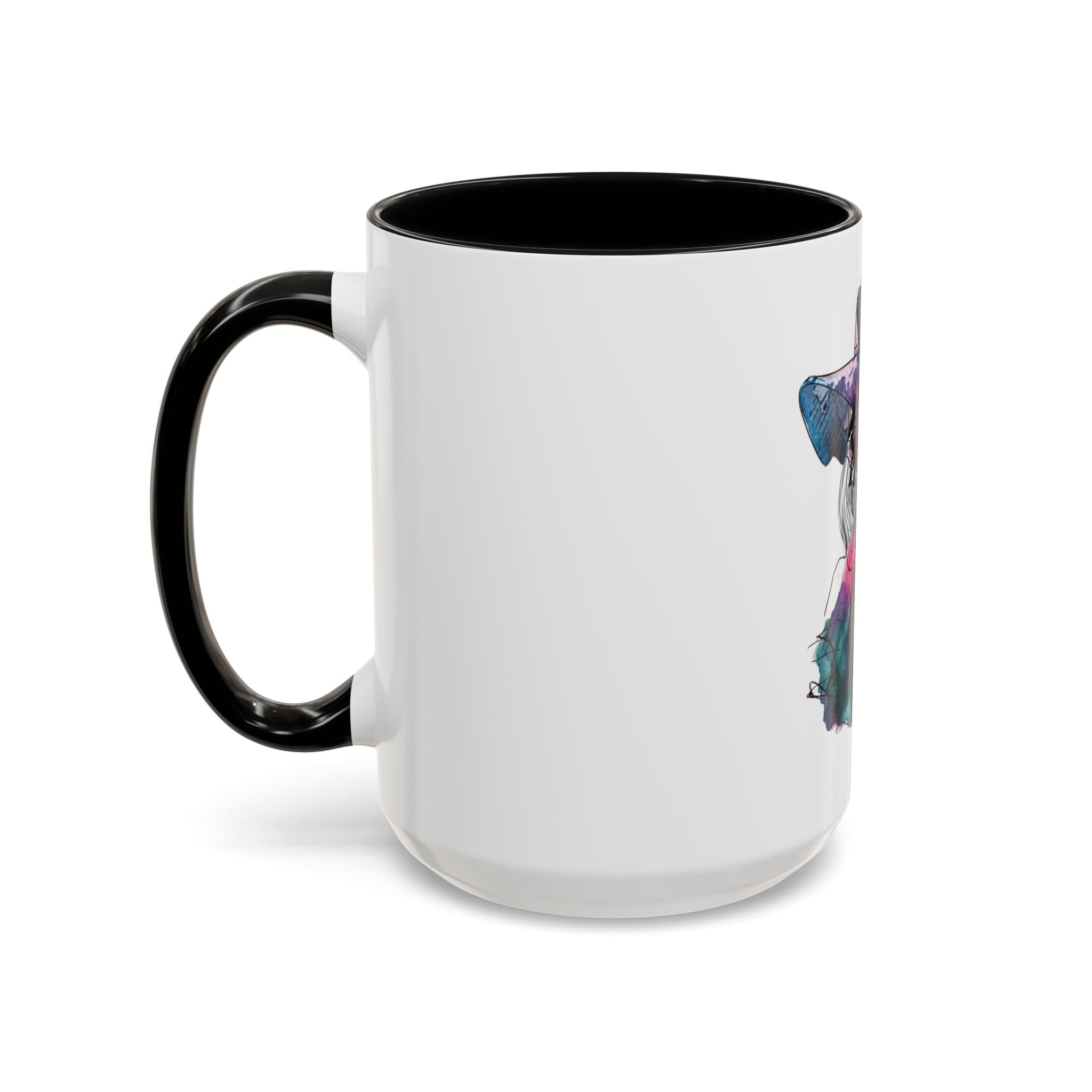 Abstract Floral Silhouette Accent Coffee Mug — Watercolor Woman Art (11/15oz) - Creations by Chris and Carlos