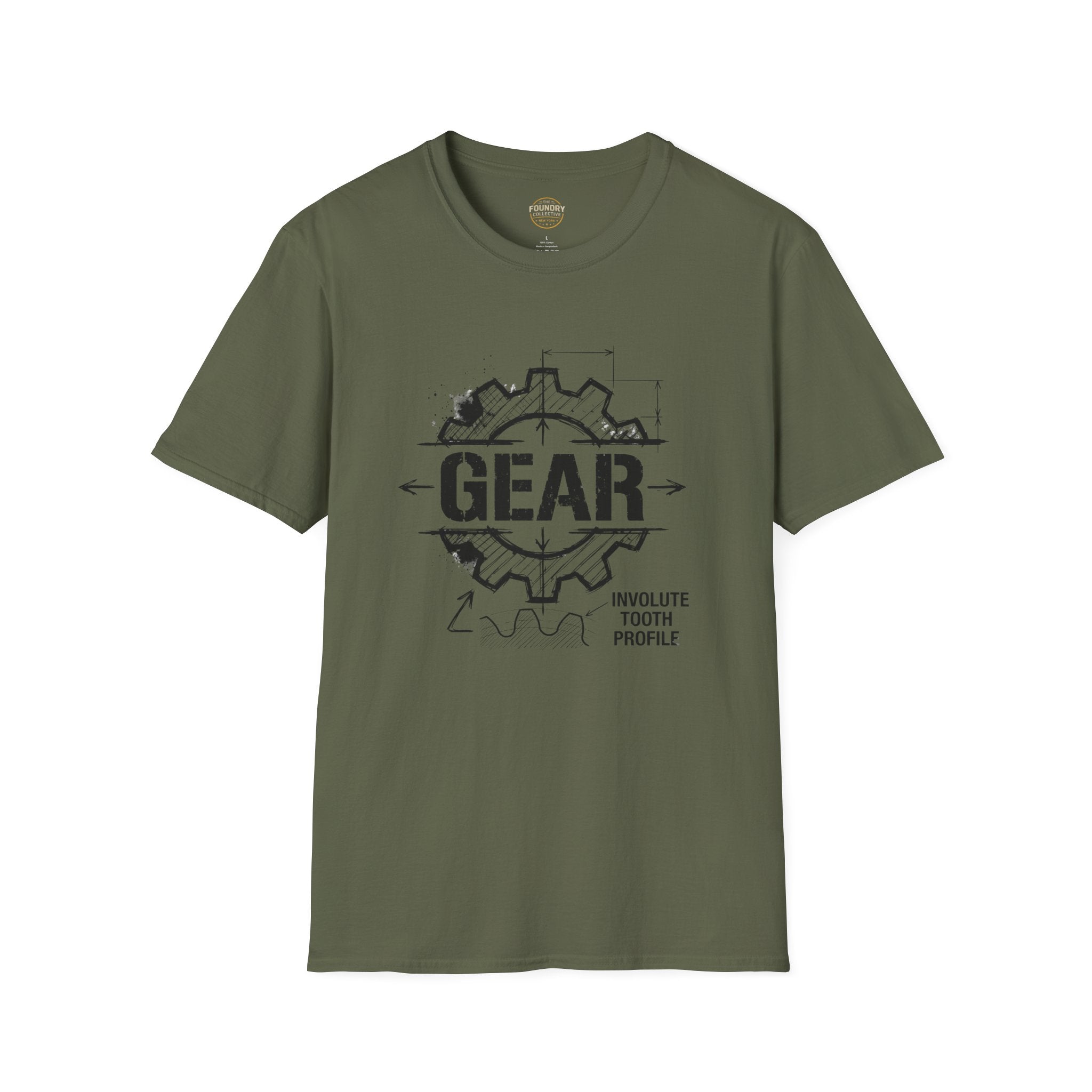 The Foundry Collective Gear Blueprint T-Shirt — Mechanical Engineering Sketch Tee - Creations by Chris and Carlos