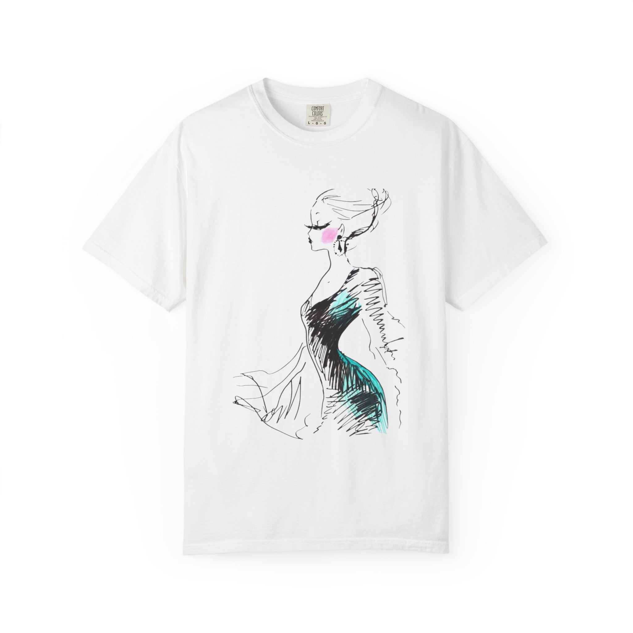 Fashion Sketch T-Shirt – Hand-Drawn Dress Illustration Tee - Creations by Chris and Carlos