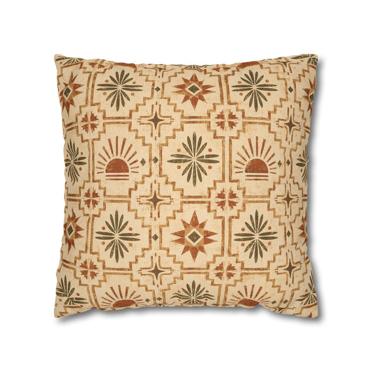 Southwestern Sunburst Pattern Pillowcase — Boho Geometric Throw Cover - Creations by Chris and Carlos