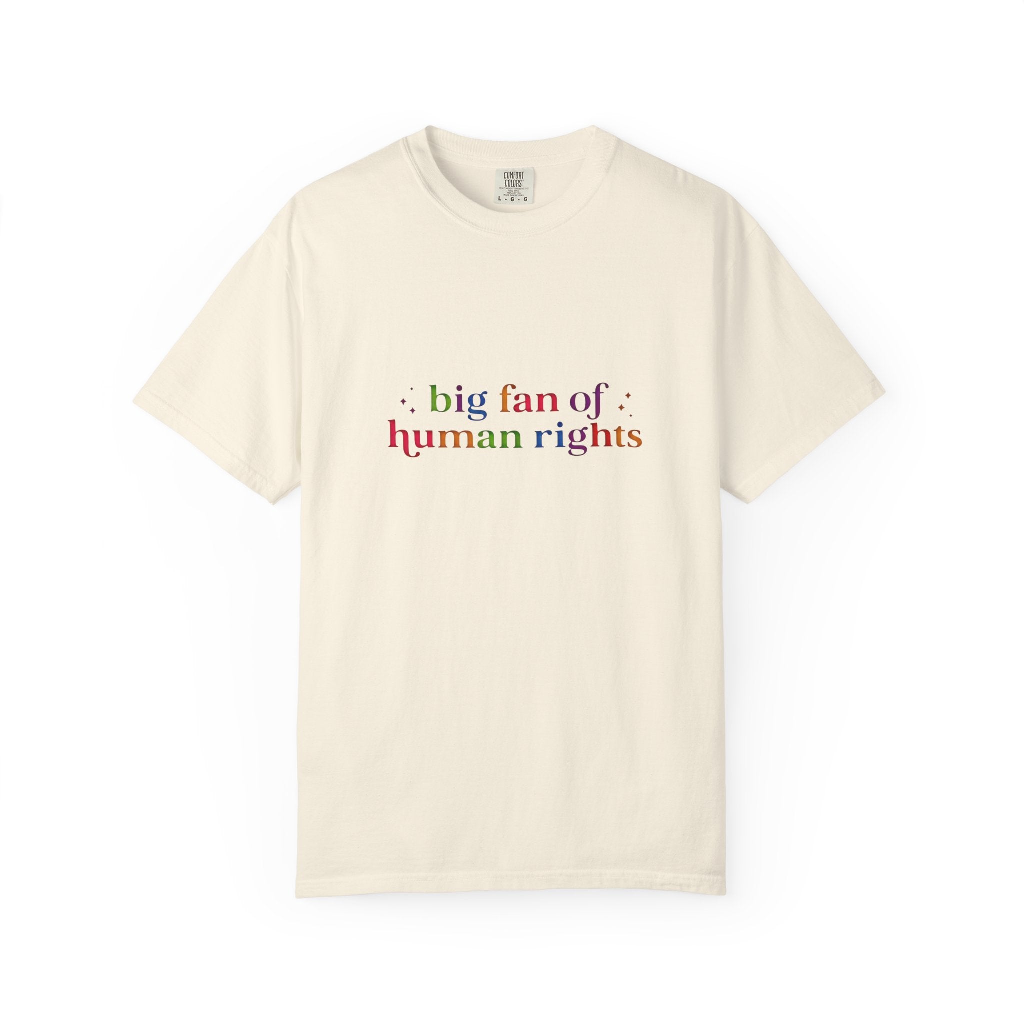 T-Shirt — "Big Fan of Human Rights" Graphic Tee (Equality & Activism Icons) - Creations by Chris and Carlos