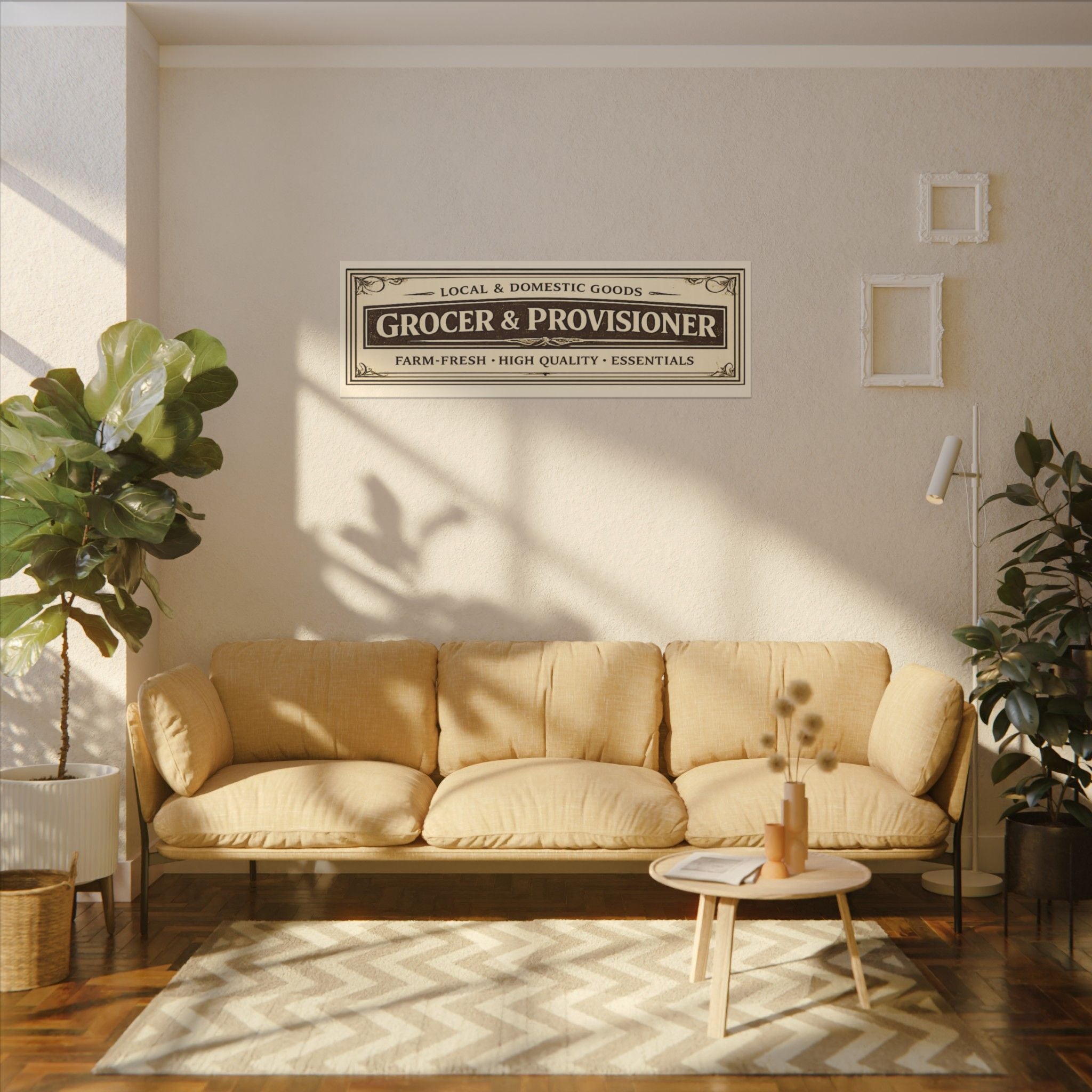 Grocer & Provisioner Vintage Canvas Sign - Rustic Farmhouse Kitchen Wall Art - Creations by Chris and Carlos
