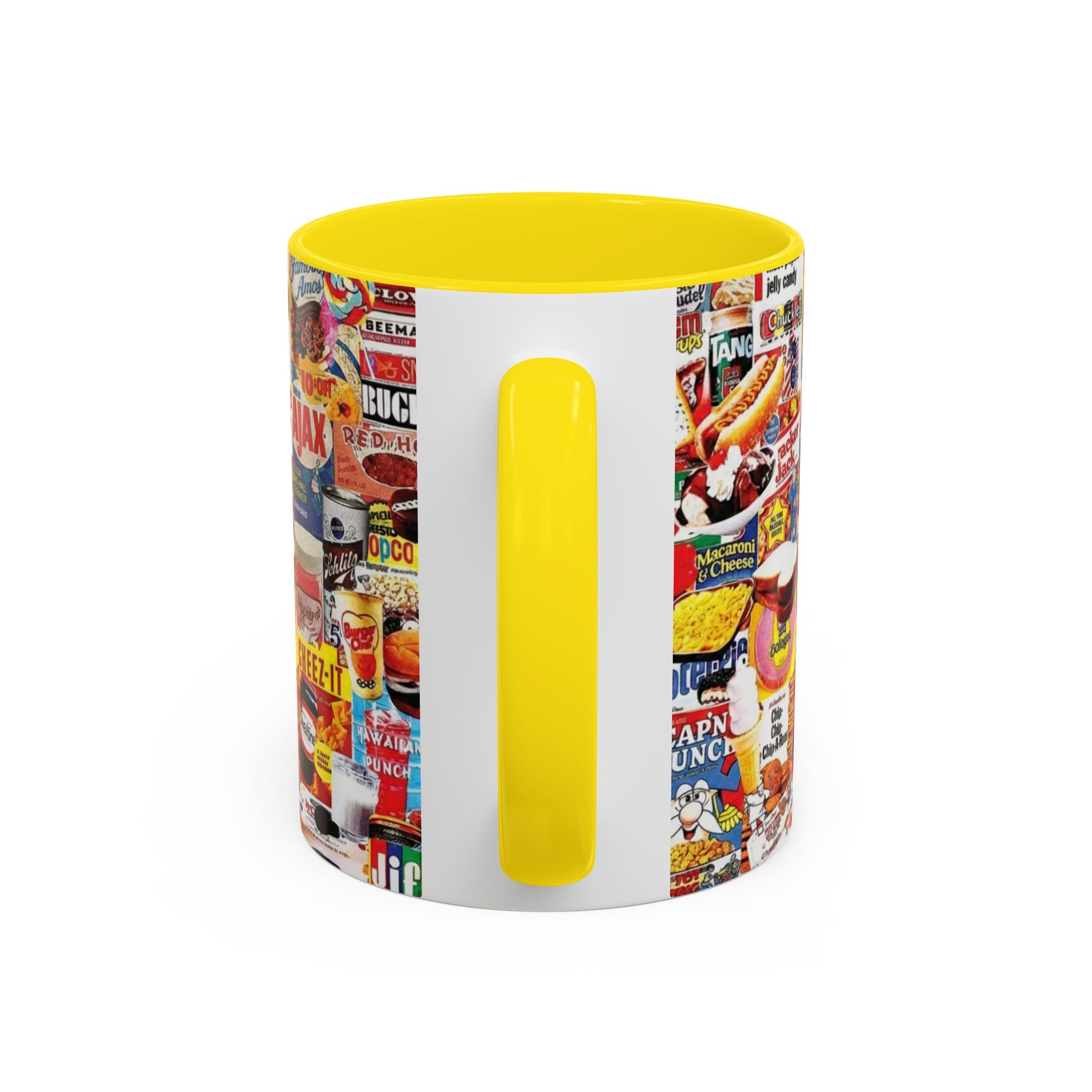 Retro Snack Collage Mug — Vintage Candy & Cereal Packaging Accent Coffee Mug - Creations by Chris and Carlos