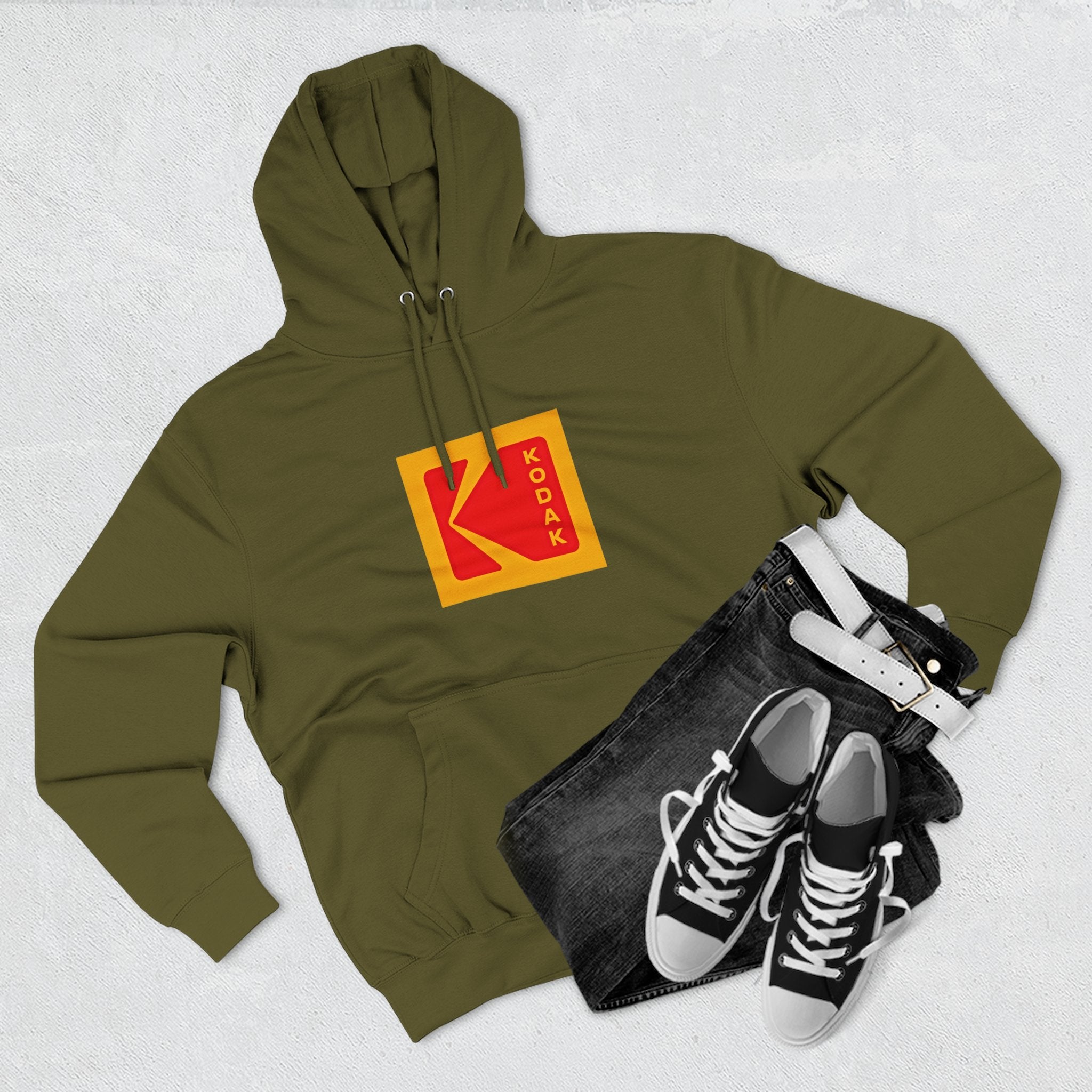 Kodak Logo Hoodie — Vintage Film Brand Graphic Fleece Hoodie - Creations by Chris and Carlos