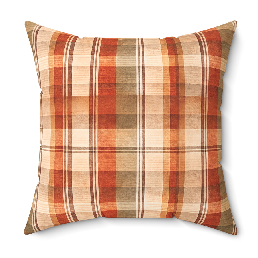 Rust & Cream Heirloom Plaid Throw Pillow – Old Soul Harvest Hallow™ | Autumn Home