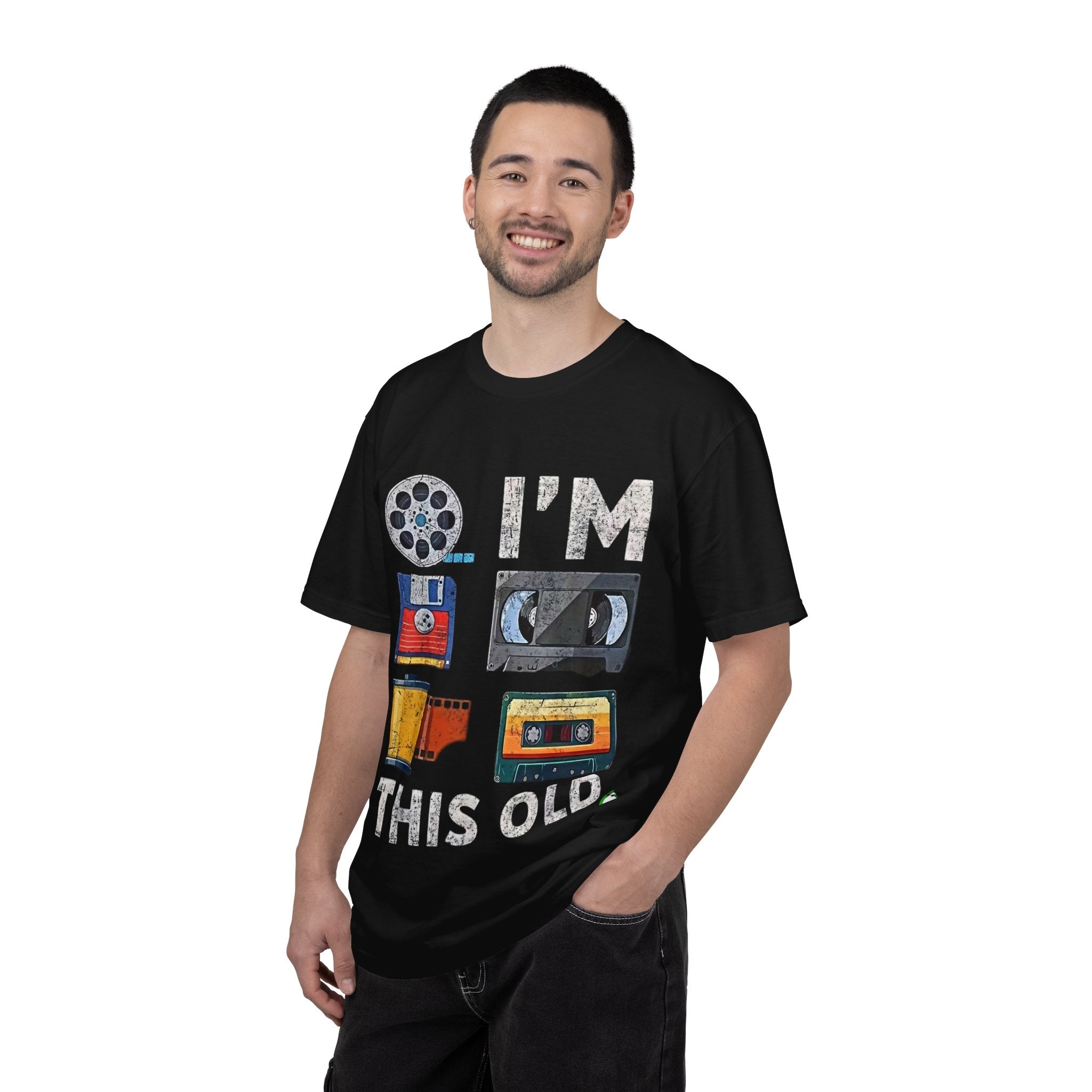 Vintage Media "I'M THIS OLD" T-Shirt — Retro Cassette & VHS Nostalgia Tee - Creations by Chris and Carlos