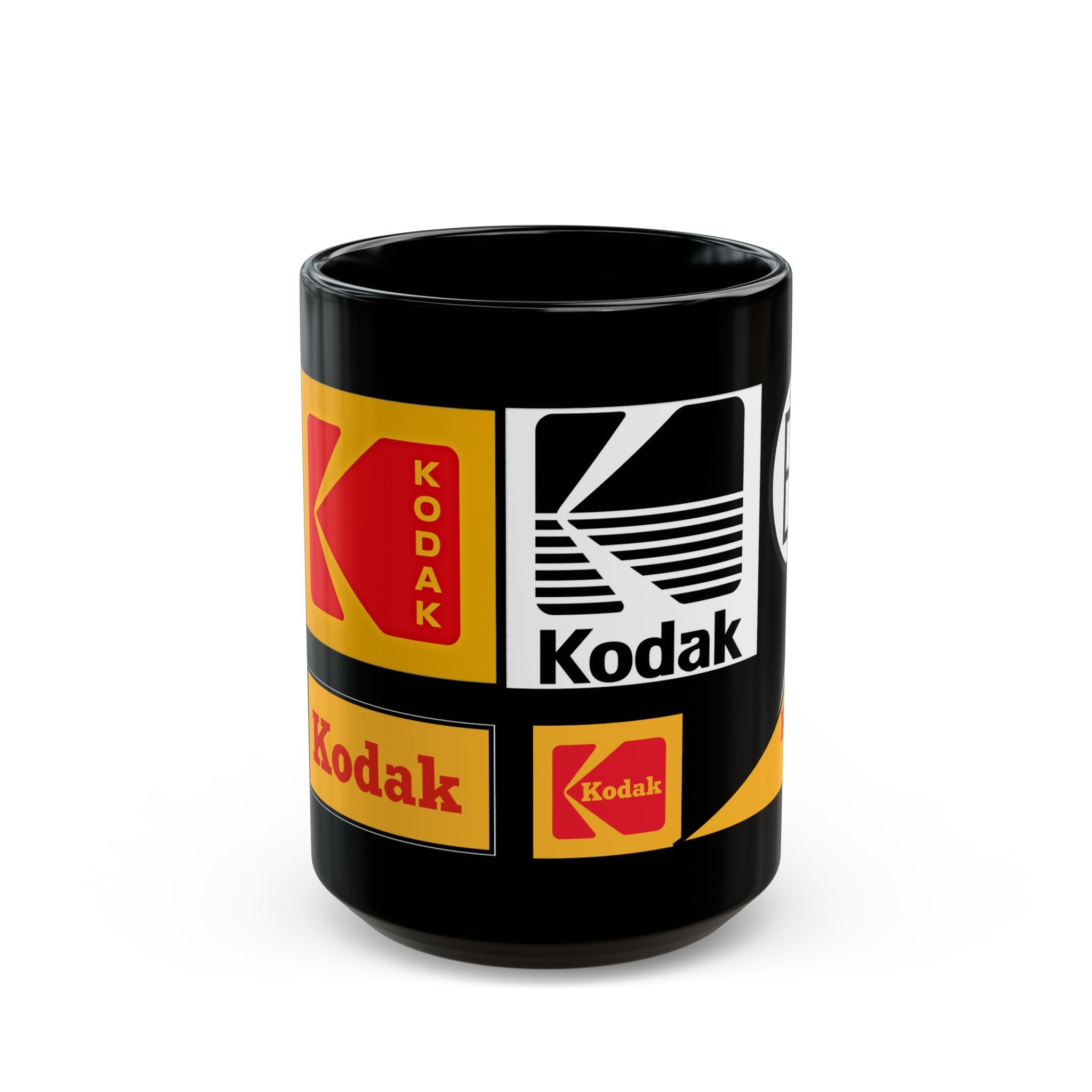 Kodak Logo Black Coffee Mug — Retro Film Photography Gift (11oz/15oz) - Creations by Chris and Carlos