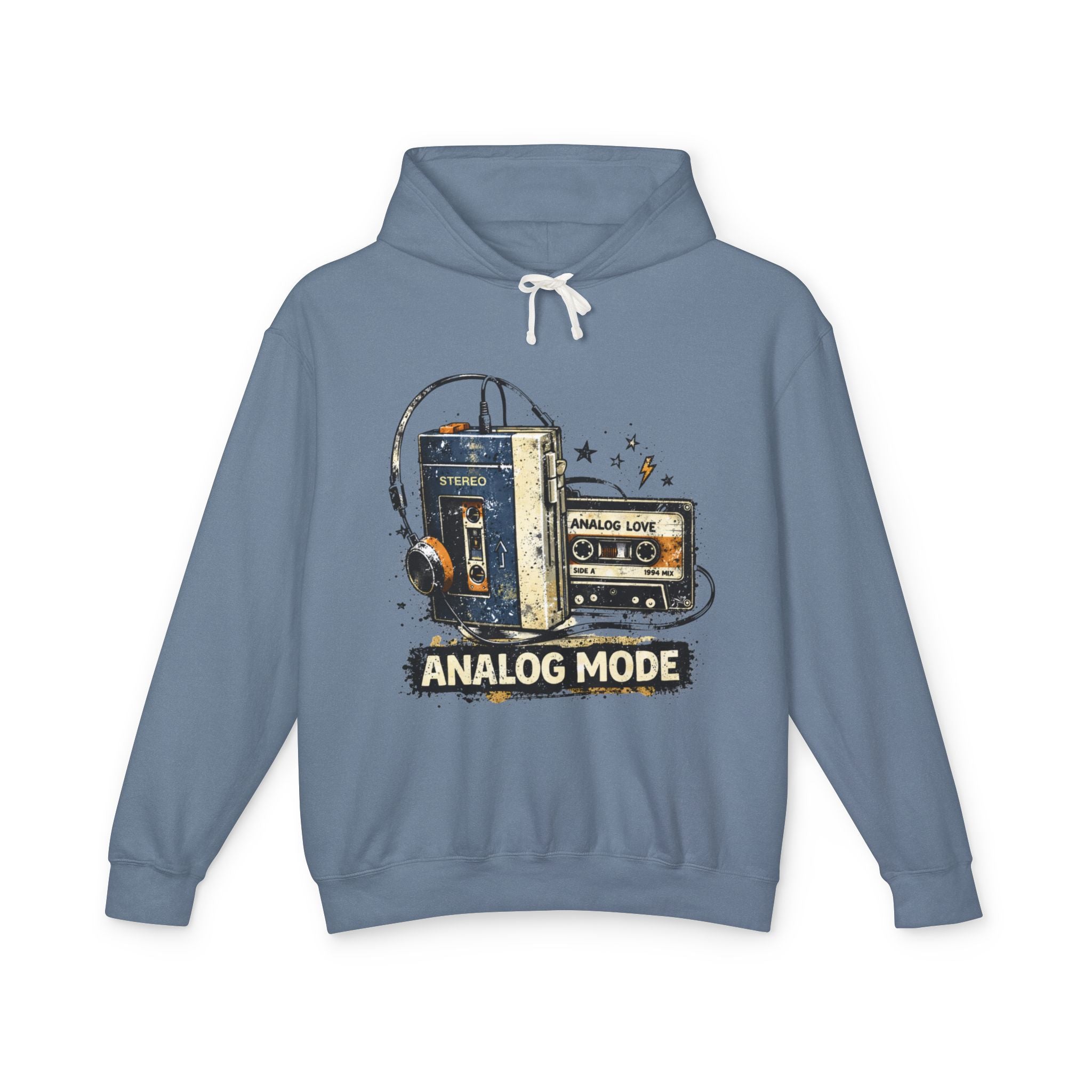 Analog Mode Hoodie — Retro Cassette & Walkman Vintage Music Pullover - Creations by Chris and Carlos