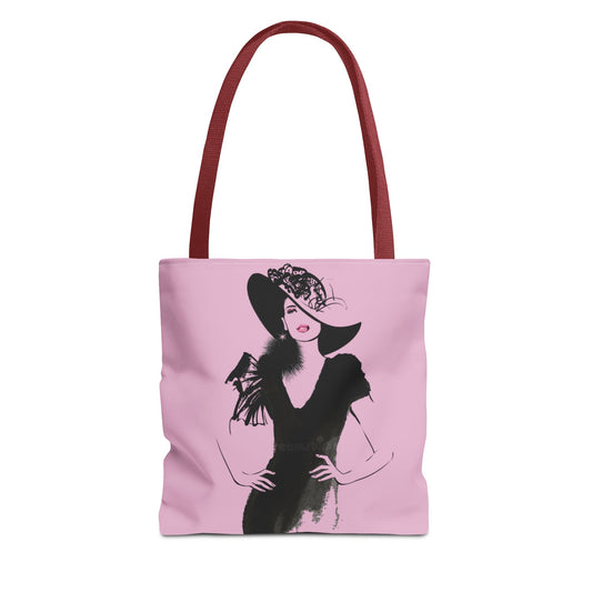 Fashion Illustration Tote Bag — Chic Pink Lady Print - Creations by Chris and Carlos