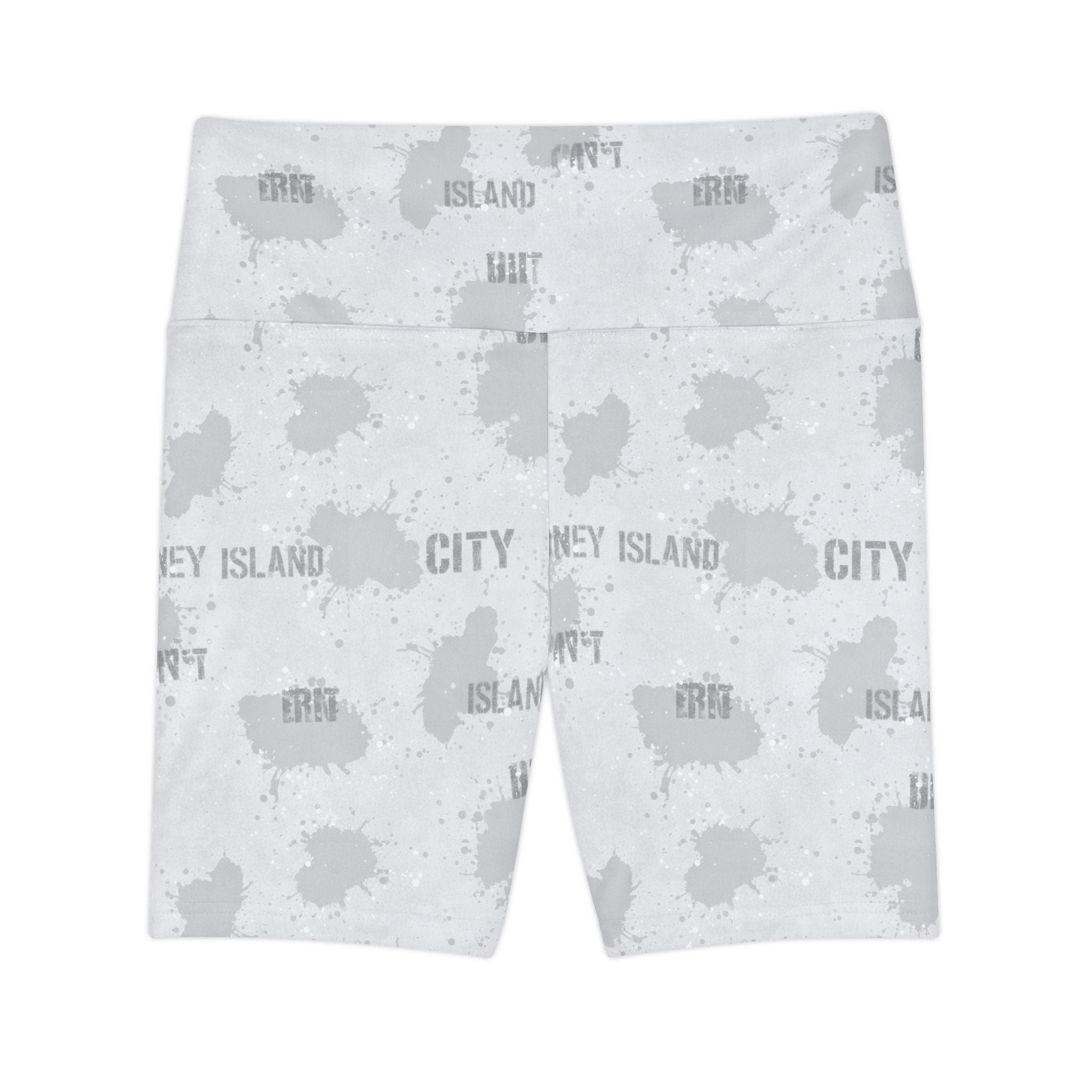Coney Island City Gray Splatter Women's Workout Shorts - Creations by Chris and Carlos