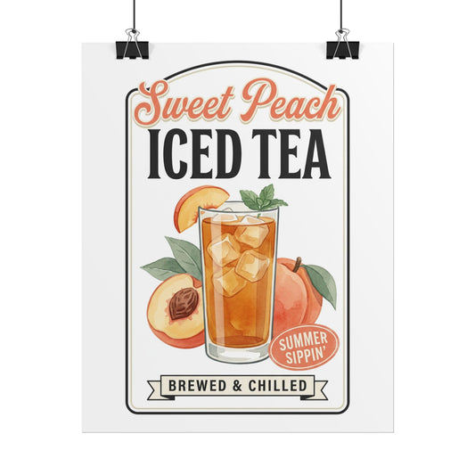 Sweet Peach Iced Tea Poster — Vintage Kitchen Wall Art (Rolled Poster) - Creations by Chris and Carlos