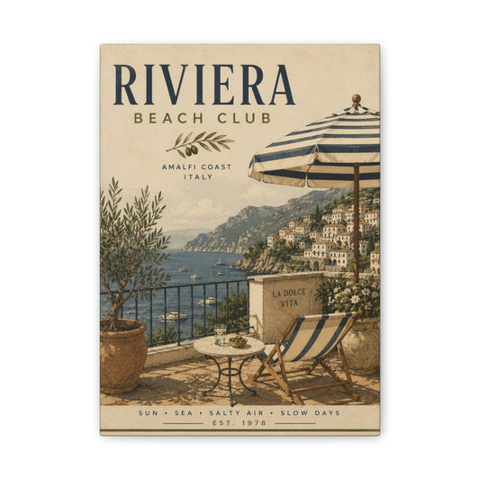 Riviera Beach Club Canvas Wall Art – Amalfi Coast Seaside Print - Creations by Chris and Carlos