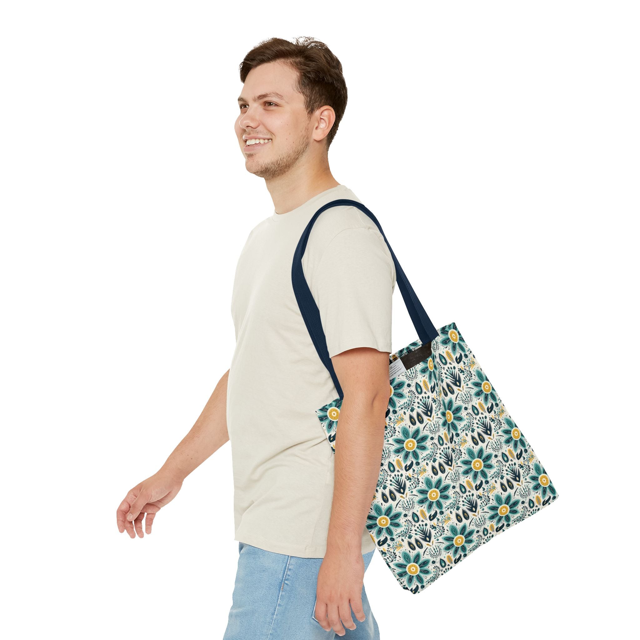 Sol y Alegría (Sun and Joy) Collection- Cactus Succulent Pattern Microfiber Blanket Soft Velveteen Throw for Home & Garden Lovers Floral Folk Art Tote Bag — Teal & Mustard All-Over Print - Creations by Chris and Carlos