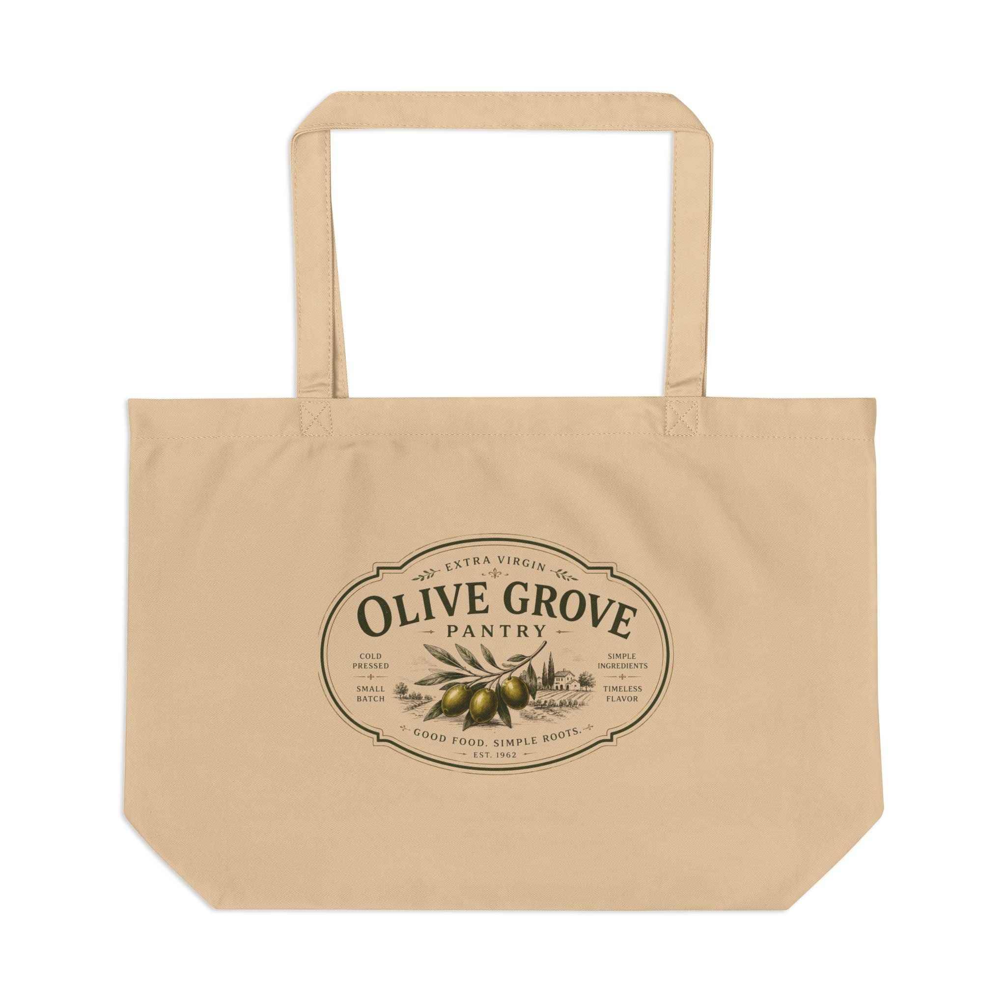 Olive Grove Pantry Eco Tote — Vintage Olive Label Market Bag - Creations by Chris and Carlos