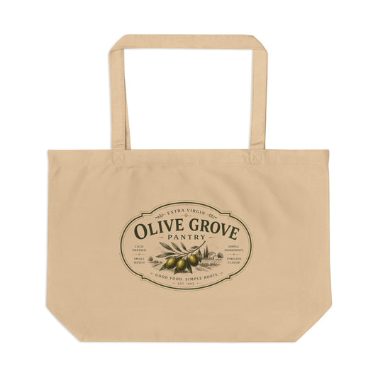 Olive Grove Pantry Eco Tote — Vintage Olive Label Market Bag - Creations by Chris and Carlos