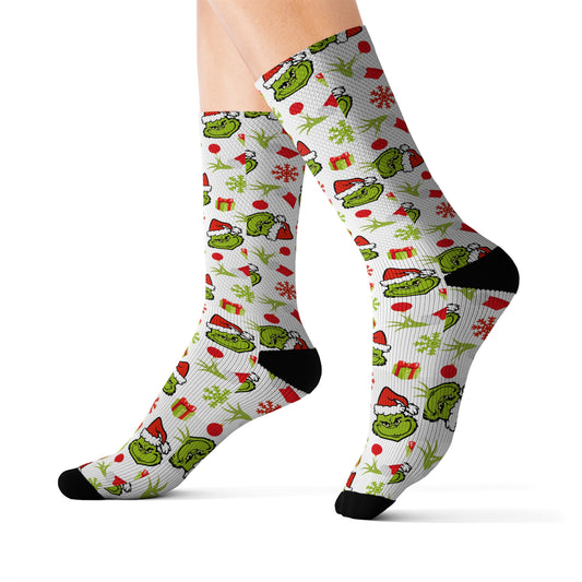 Holiday Grinch- Sublimation Socks - Creations by Chris and Carlos