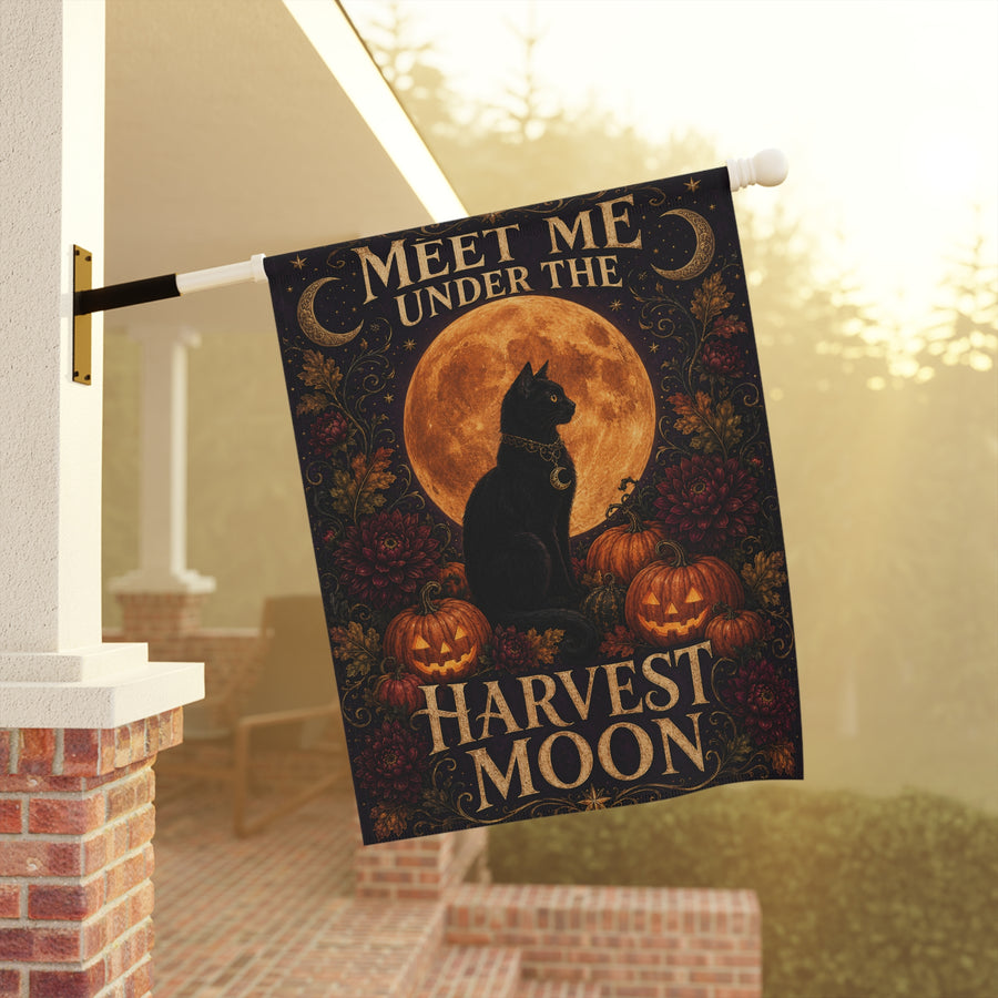 Meet Me Under the Harvest Moon | 24.5 × 32 Outdoor Decorative Flag | Old Soul Halloween Hallow™ - Creations by Chris and Carlos