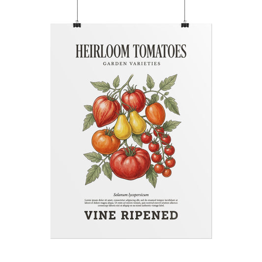 Heirloom Tomatoes Poster — Vintage Botanical Kitchen Wall Art ("Vine Ripened") - Creations by Chris and Carlos