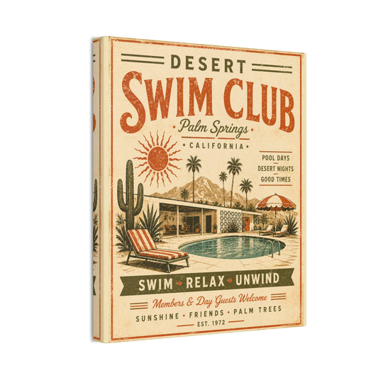 Desert Swim Club Palm Springs Canvas Wall Art — Retro Pool Vintage Poster - Creations by Chris and Carlos