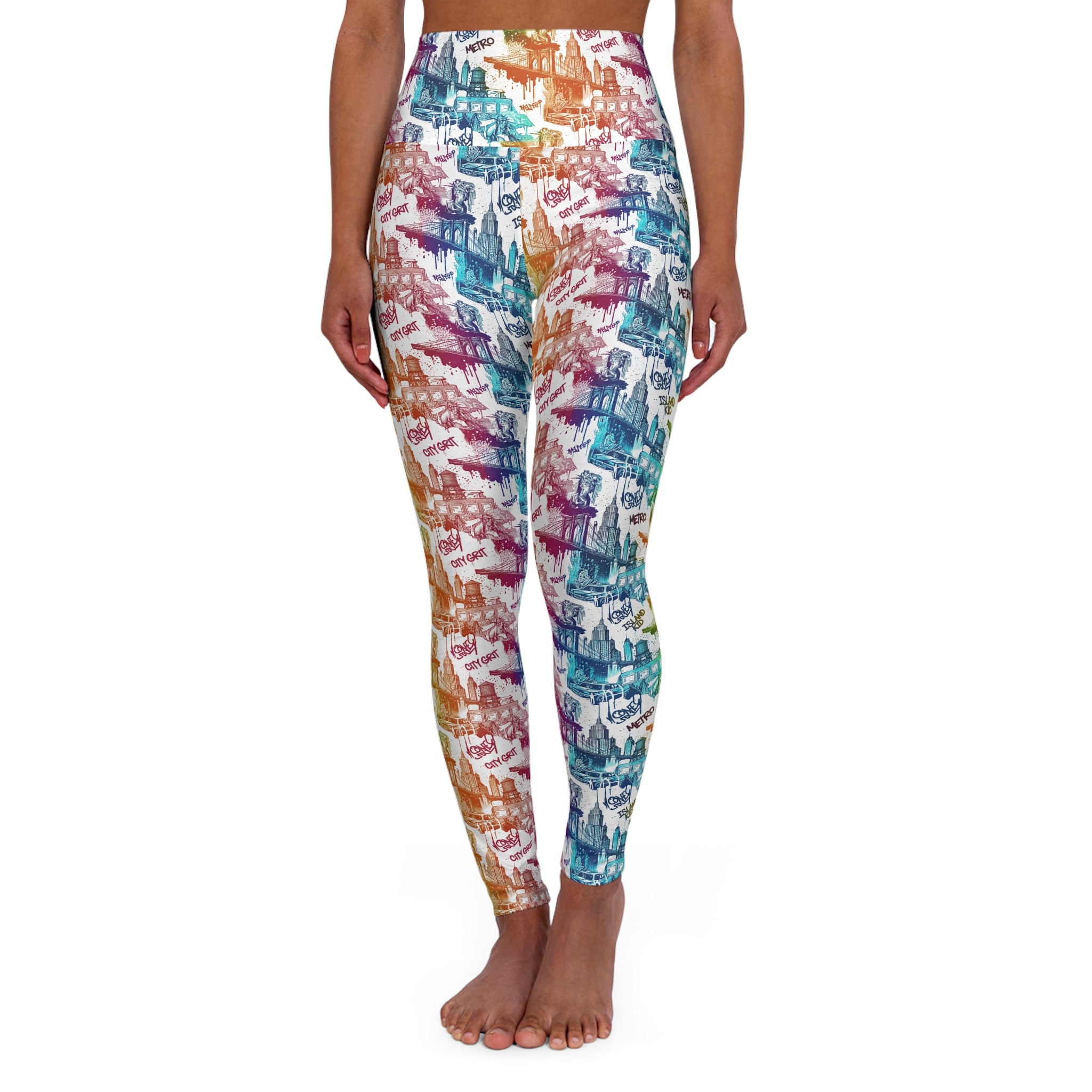 High-Waisted Yoga Leggings — Ombre Abstract Print - Creations by Chris and Carlos