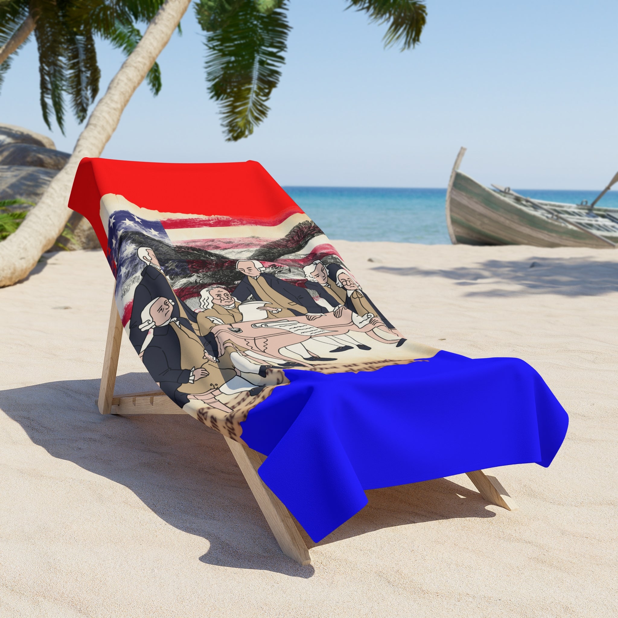 Patriotic Founding Fathers Beach Towel — American Flag Independence Day Pool Towel - Creations by Chris and Carlos