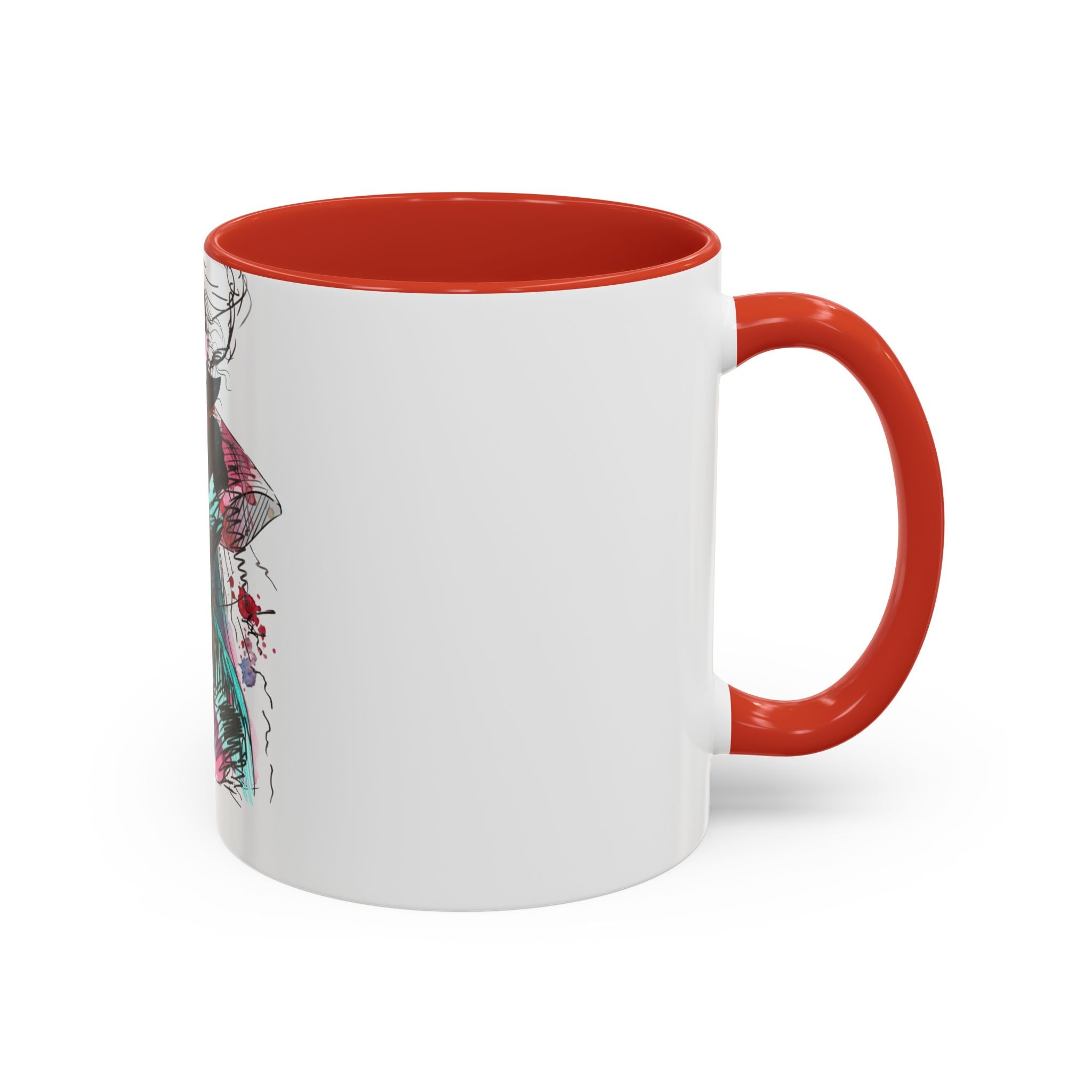 Abstract Floral Silhouette Accent Coffee Mug — Watercolor Woman Art (11/15oz) - Creations by Chris and Carlos