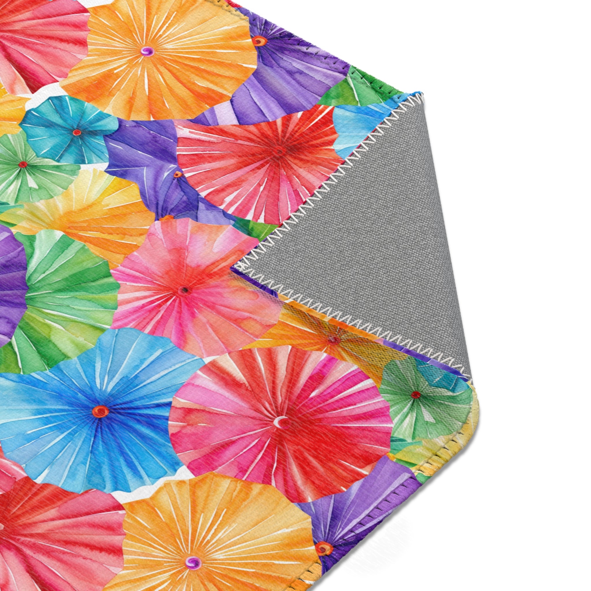 Sol y Alegría (Sun and Joy) Collection- Vibrant Umbrella Pattern Area Rug — Colorful Tropical Beach Vibe Accent Rug - Creations by Chris and Carlos