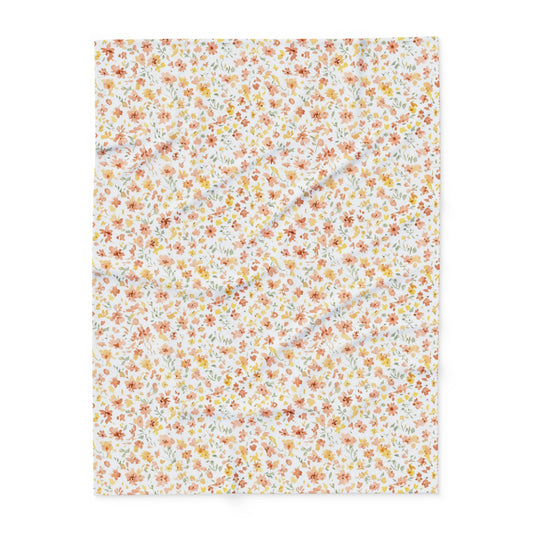 The Artisanal Flora Gallery Floral Fleece Blanket — Delicate Autumn Wildflower Throw - Creations by Chris and Carlos