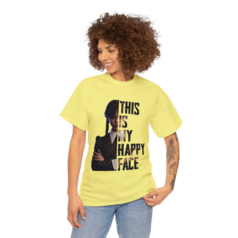 Miércoles Addams- Esta es mi camiseta de algodón pesado unisex Happy Face