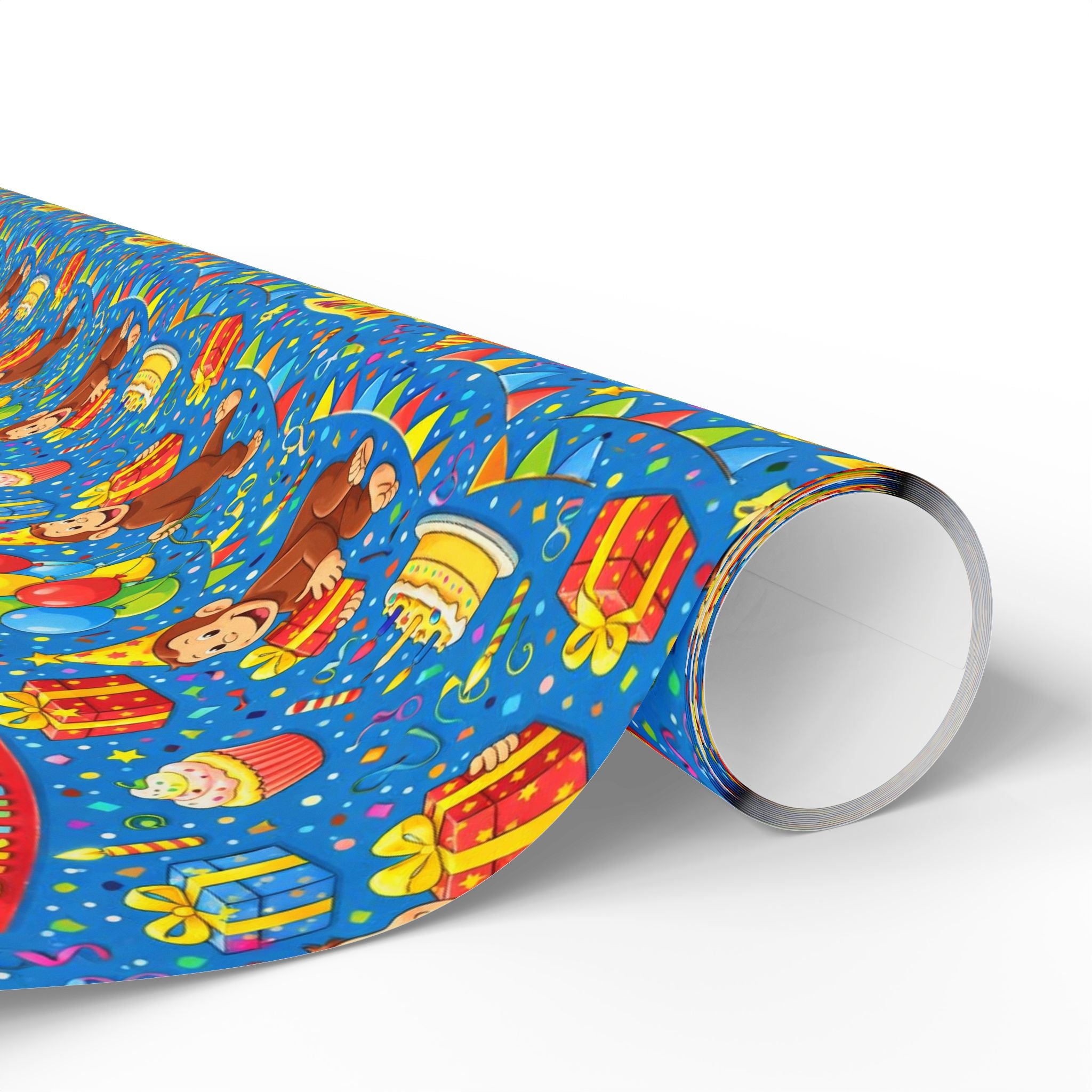 Wrapping Paper Roll — Colorful Birthday Presents & Party Curious George Animals Gift Wrap - Creations by Chris and Carlos
