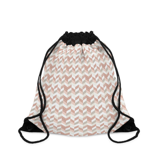 Prism Point Athletic Collection Blush Chevron Drawstring Bag — Lightweight Geometric Gym & Travel Sack - Creations by Chris and Carlos