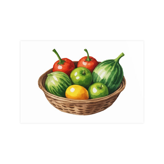 Fruit Basket Matte Poster — Watercolor Kitchen Wall Art - Creations by Chris and Carlos