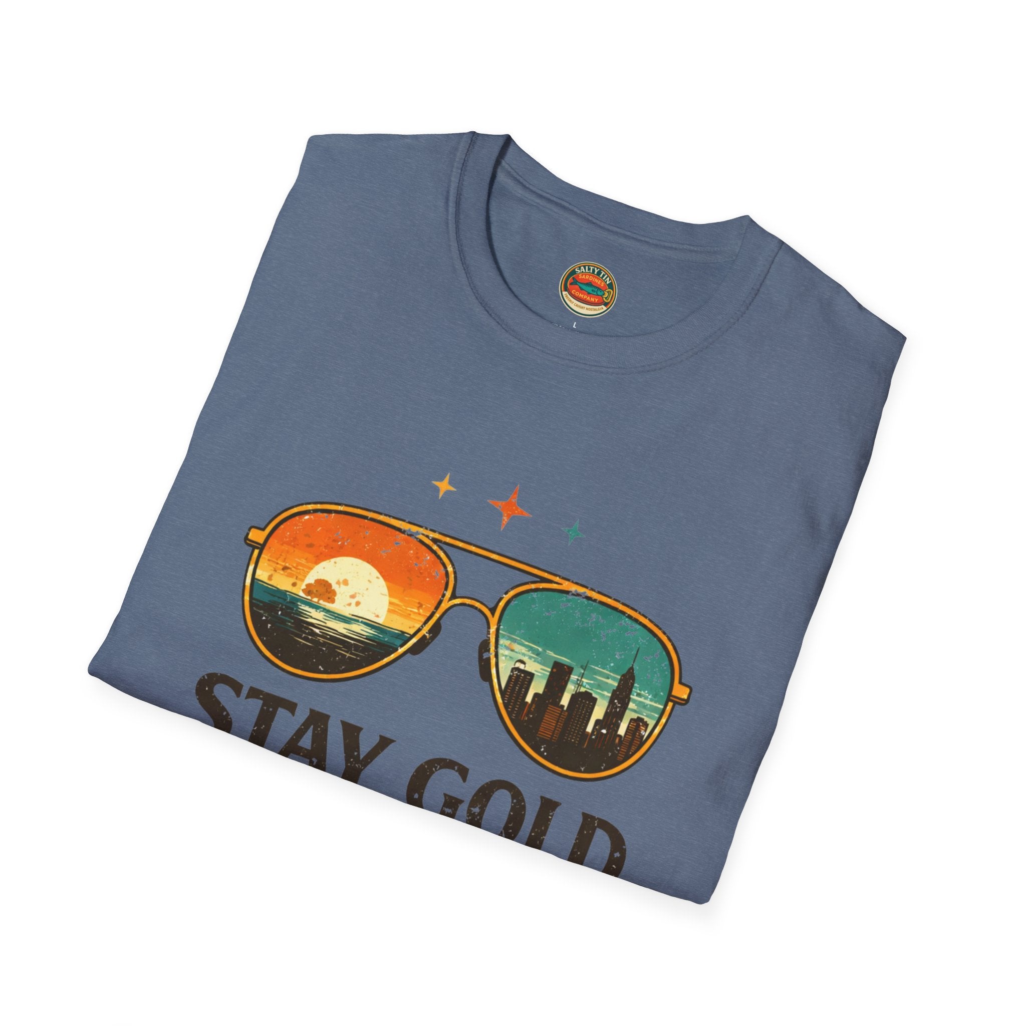 Stay Gold Old Soul T-Shirt - Vintage Sunglasses Sunset Graphic - Creations by Chris and Carlos