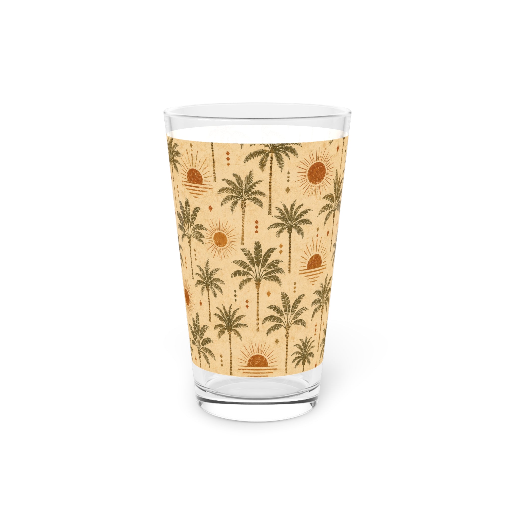 Palm Sunset Pint Glass — 16oz Tropical Palm Tree Beer Glass - Creations by Chris and Carlos