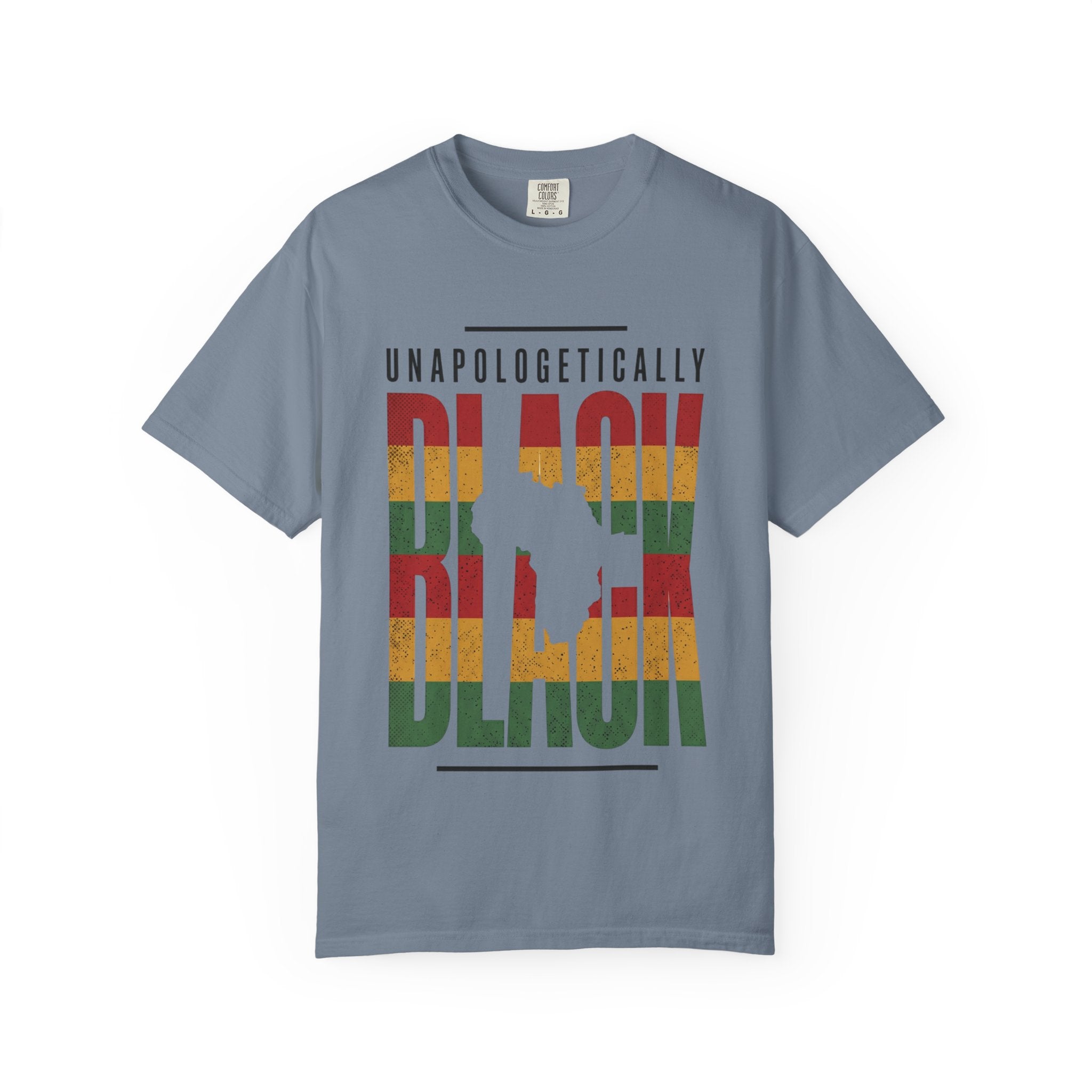 Unapologetically Black T-Shirt — Retro Pan-African Stripes - Creations by Chris and Carlos