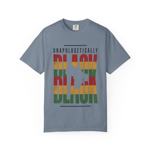 Unapologetically Black T-Shirt — Retro Pan-African Stripes - Creations by Chris and Carlos