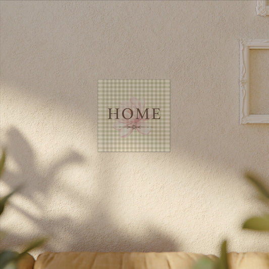 Home Plaid Canvas Wall Art — Floral Gingham "HOME" Sign - Creations by Chris and Carlos