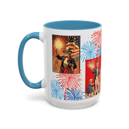 Patriotic Vintage Fireworks Coffee Mug - 11/15oz - Creations by Chris and Carlos