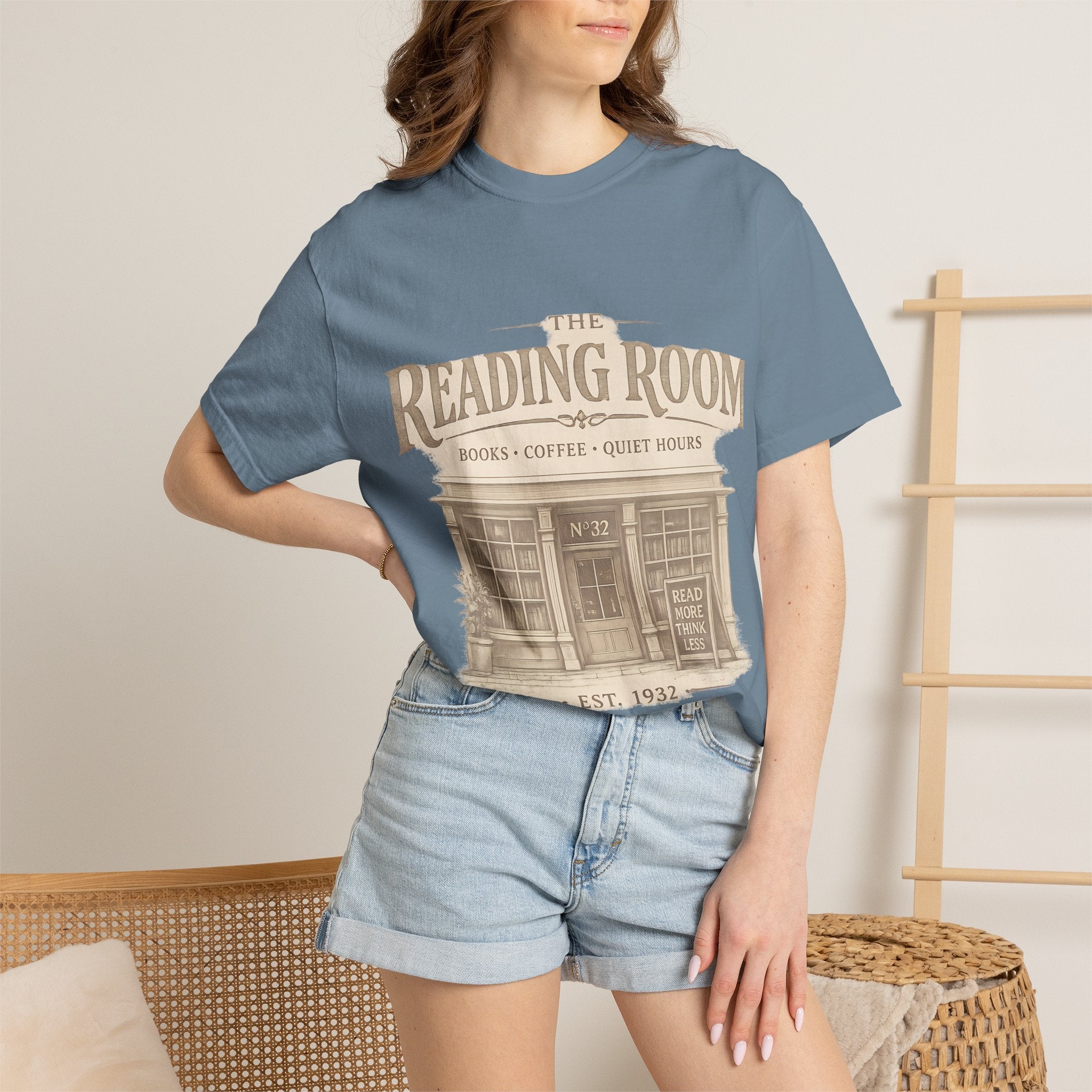 Reading Room T-Shirt – Vintage Bookshop Cafe Graphic Tee ("The Reading Room") - Creations by Chris and Carlos
