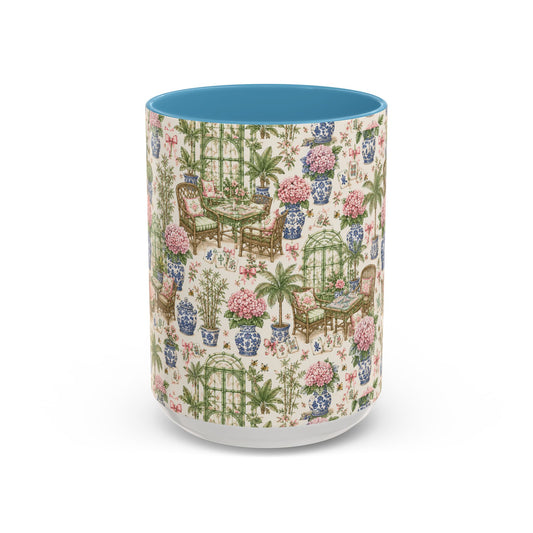 Botanical Garden Accent Coffee Mug — Pink Interior Floral Tea Room Design - Creations by Chris and Carlos