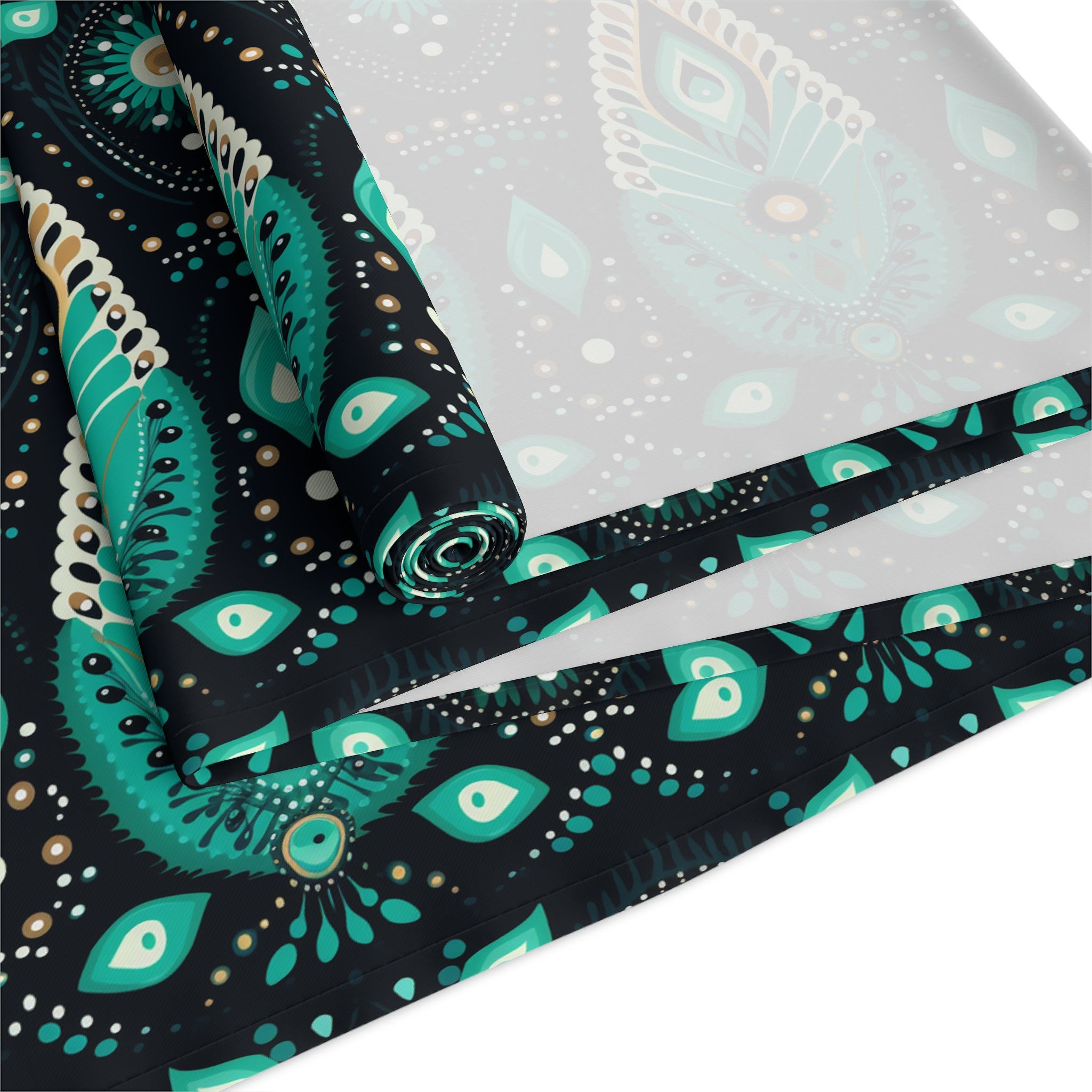 Sol y Alegría (Sun and Joy) Collection- Cactus Succulent Pattern Microfiber Blanket Soft Velveteen Throw for Home & Garden Lovers Teal Paisley Table Runner — Bohemian Floral Dining Decor - Creations by Chris and Carlos