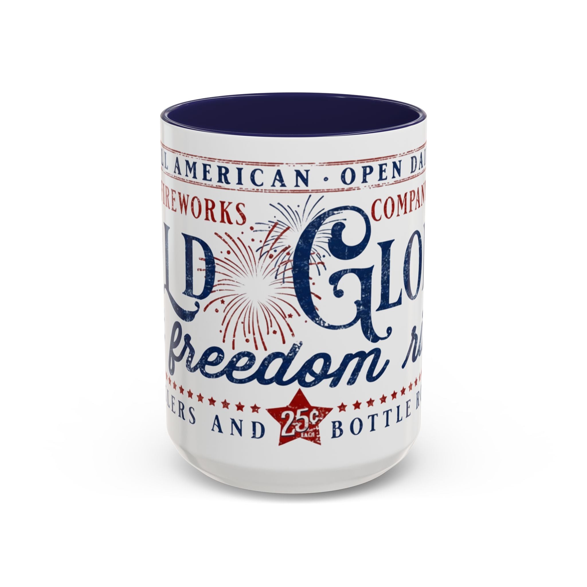 Patriotic 'Land of Glory' Accent Coffee Mug – Vintage 4th of July Americana Design - Creations by Chris and Carlos