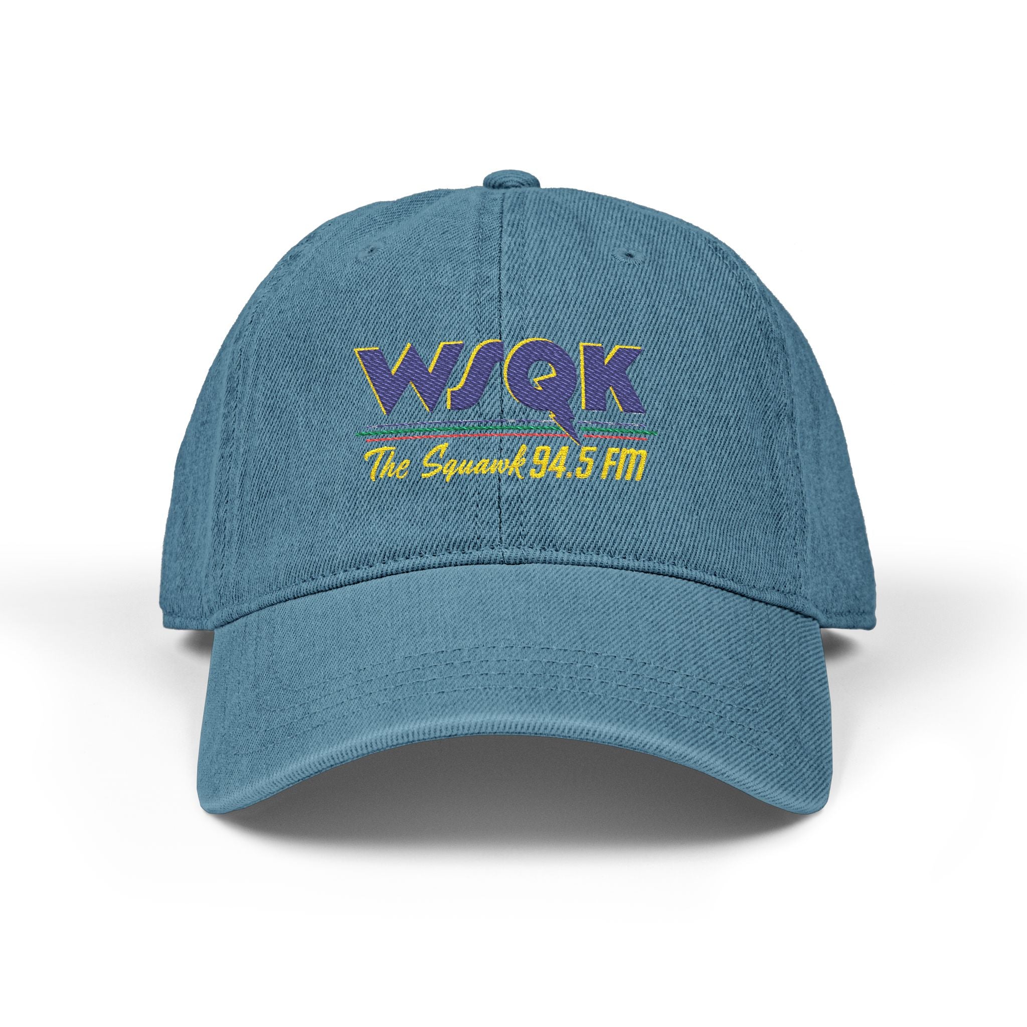 WSQK 94.5 FM Embroidered Denim Hat - Retro Radio Logo Cap - Creations by Chris and Carlos
