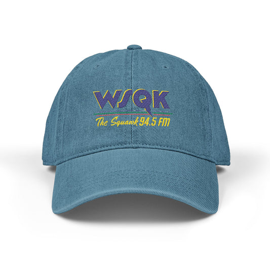 WSQK 94.5 FM Embroidered Denim Hat - Retro Radio Logo Cap - Creations by Chris and Carlos