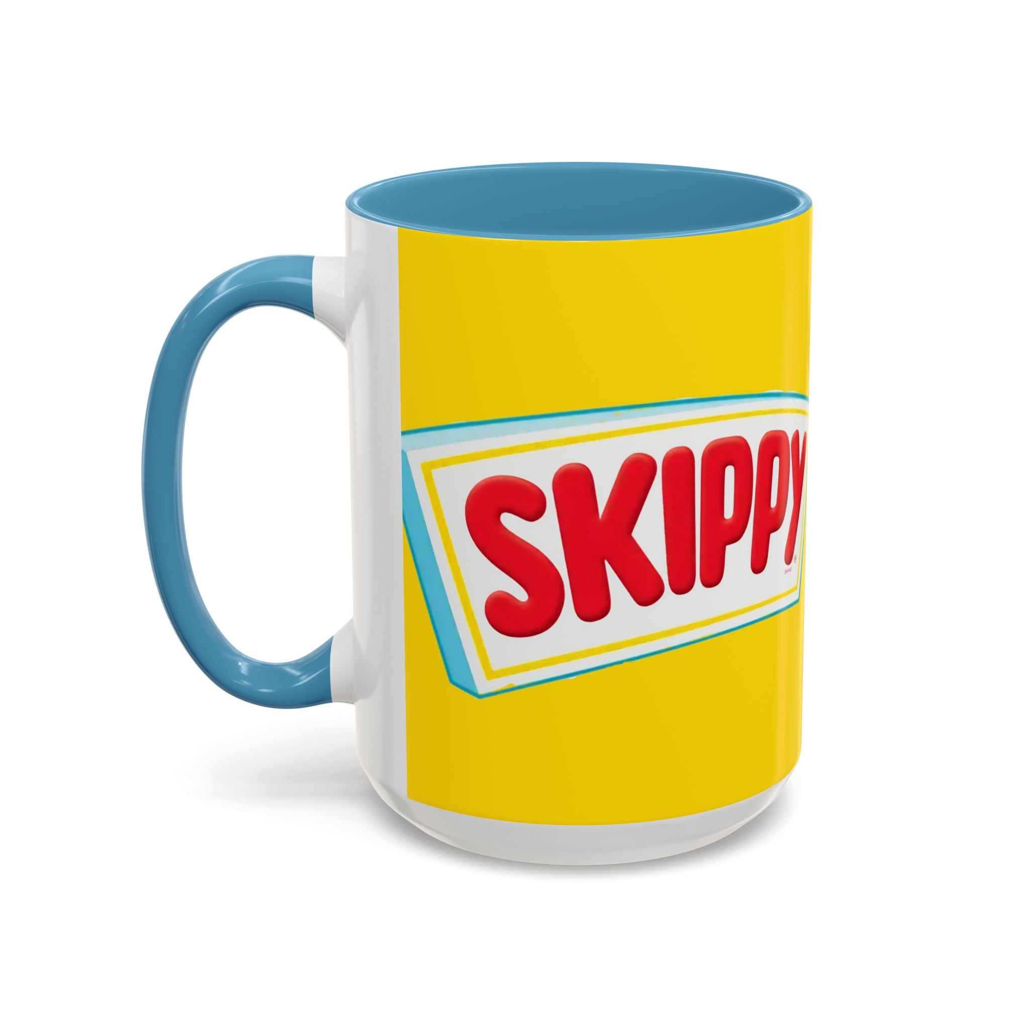 Skippy Retro Logo Coffee Mug — Yellow Accent Peanut Butter Inspired 11/15oz - Creations by Chris and Carlos